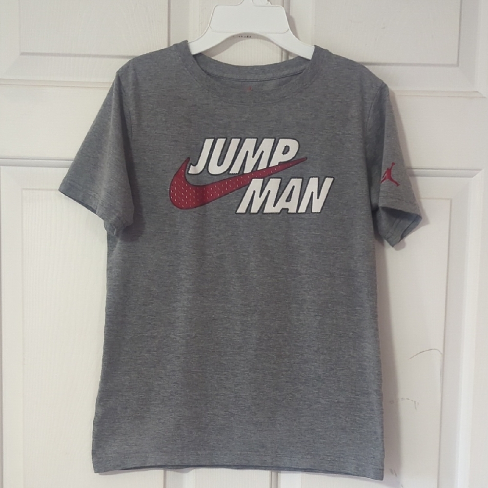 Jordan Gray Tee with Red Jumpman Logo
